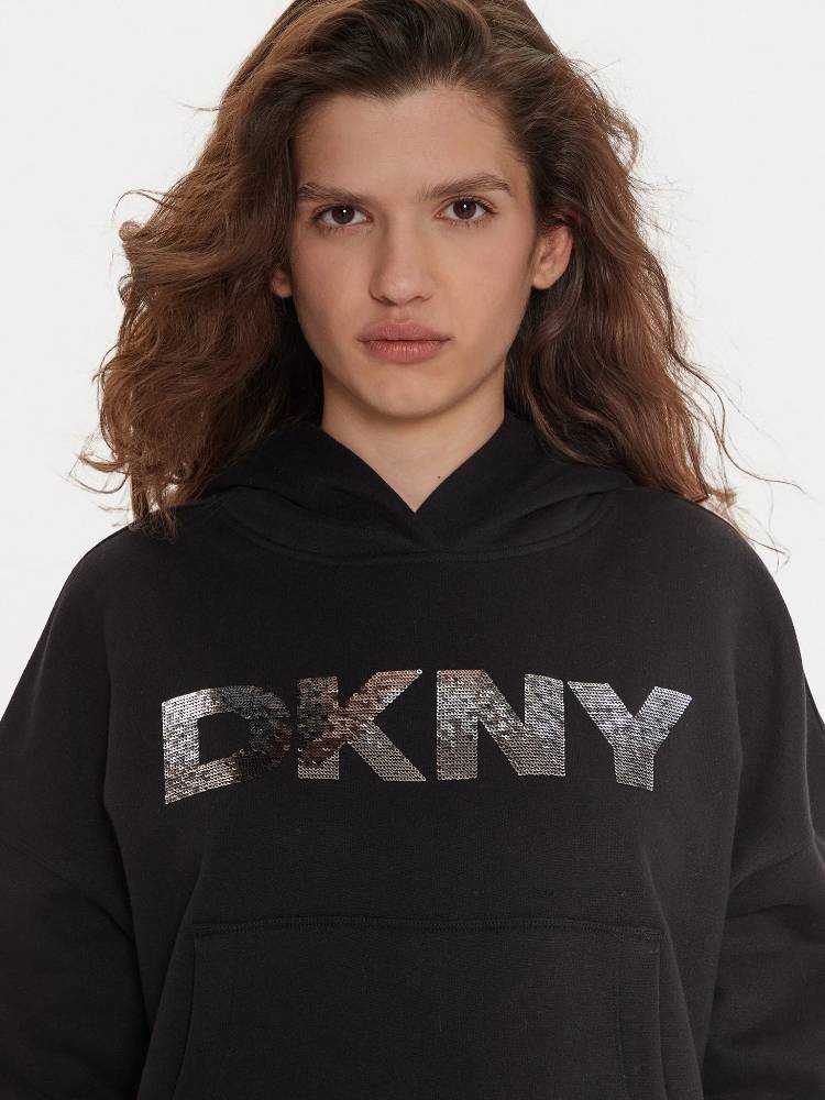 DKNY OMB SEQUIN LOGO HOODIE