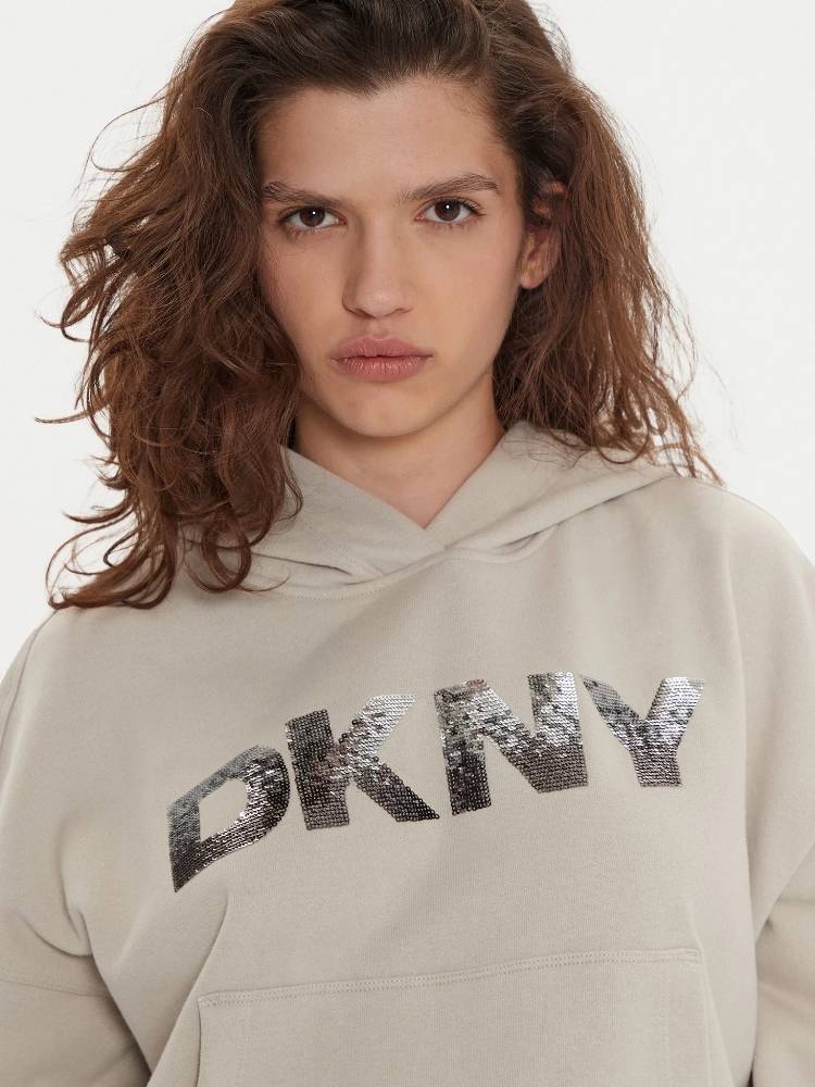 DKNY OMB SEQUIN LOGO HOODIE