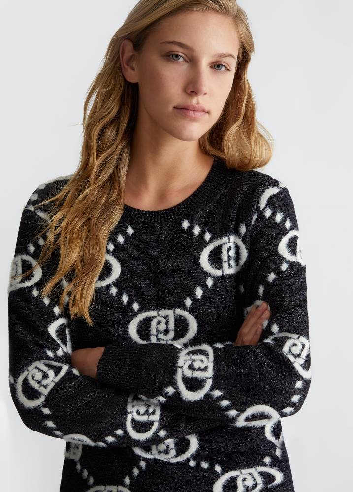 LIU JO JACQUARD MONOGRAM SWEATER