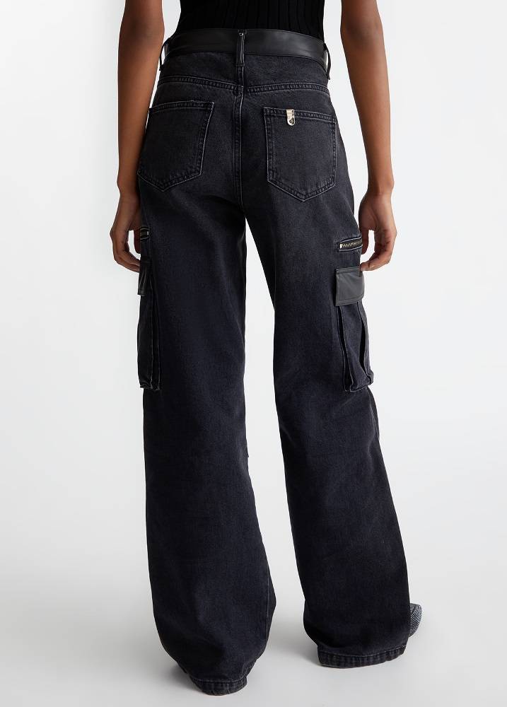 LIU JO FLARED CARGO DENIM PANTS