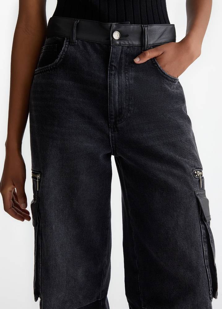 LIU JO FLARED CARGO DENIM PANTS