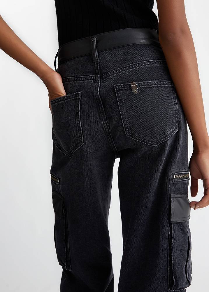 LIU JO FLARED CARGO DENIM PANTS