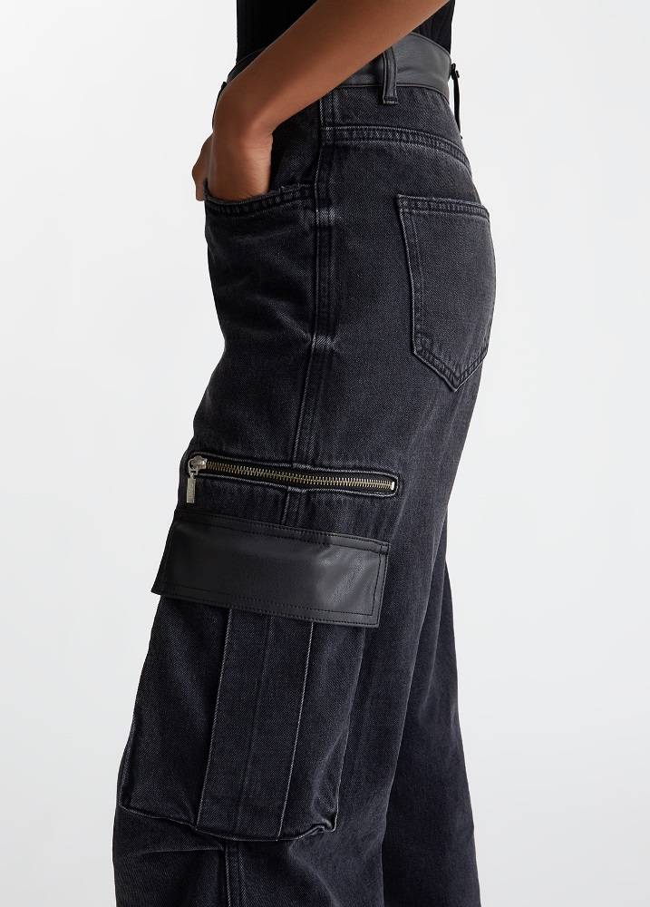 LIU JO FLARED CARGO DENIM PANTS
