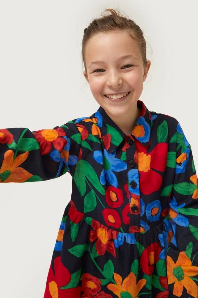 COMPANIA FANTASTICA GIRLS LONG SLEEVE FLORAL DRESS