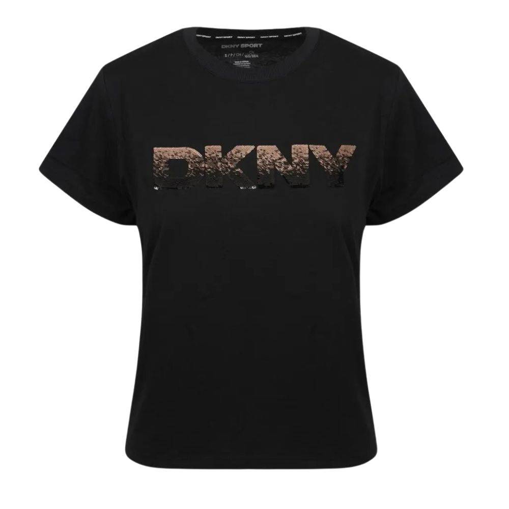 DKNY OMB SEQUIN LOGO SS TEE