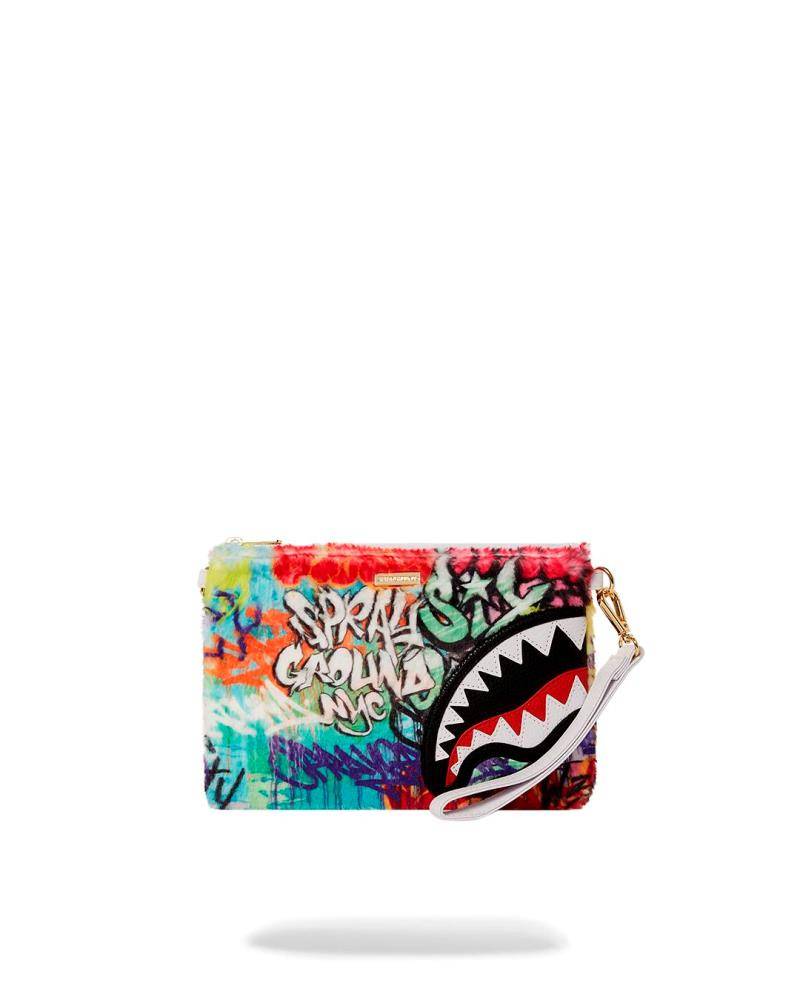 SPRAYGROUND GRAFFITI FAUX WRISTLET CLUTCH