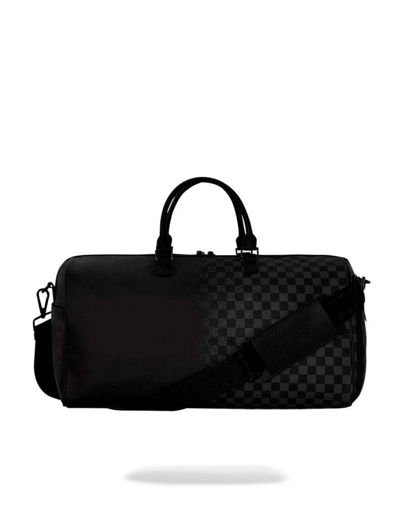 SPRAYGROUND SPRAY SPRITZ GREY CHECK BLACK DUFFLE