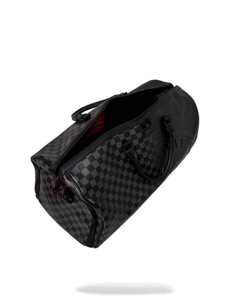 SPRAYGROUND SPRAY SPRITZ GREY CHECK BLACK DUFFLE