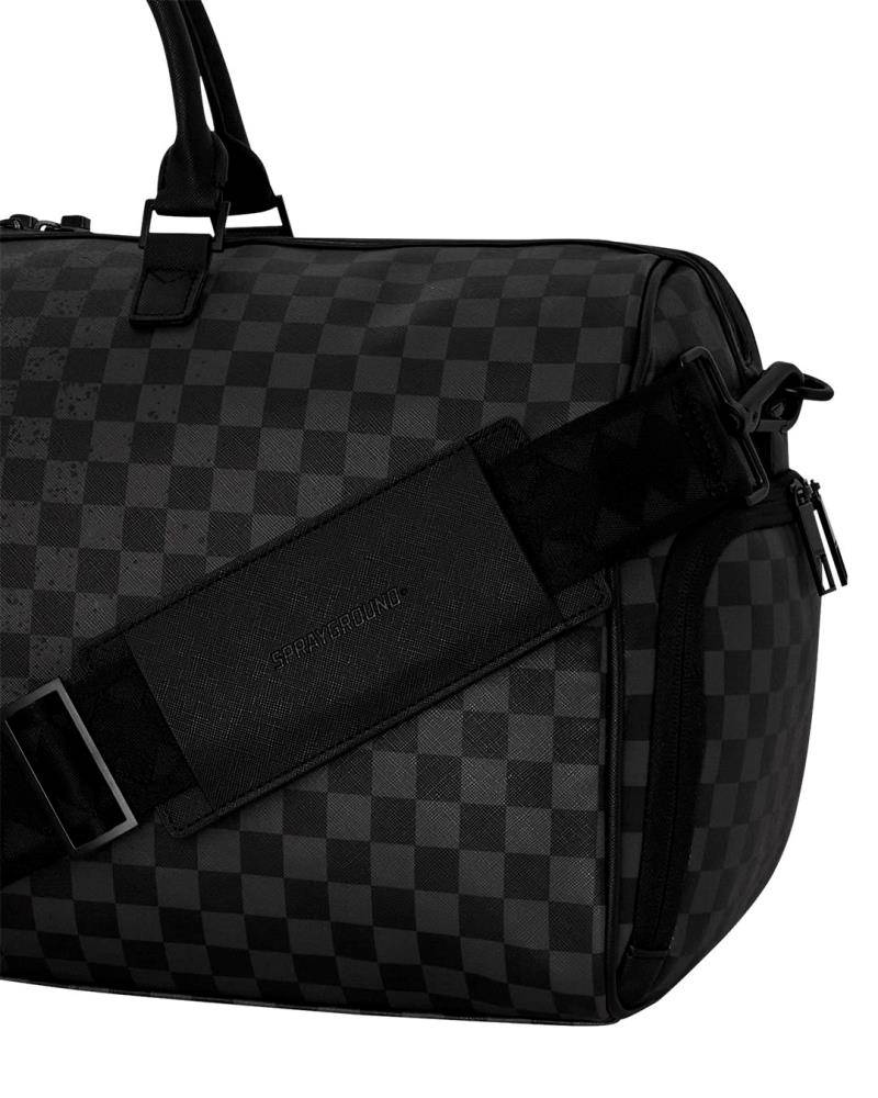SPRAYGROUND SPRAY SPRITZ GREY CHECK BLACK DUFFLE