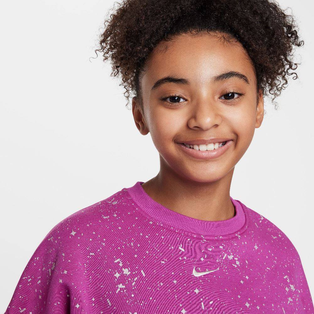 NIKE GIRLS NSW CLUB FLEECE SHINE CREW