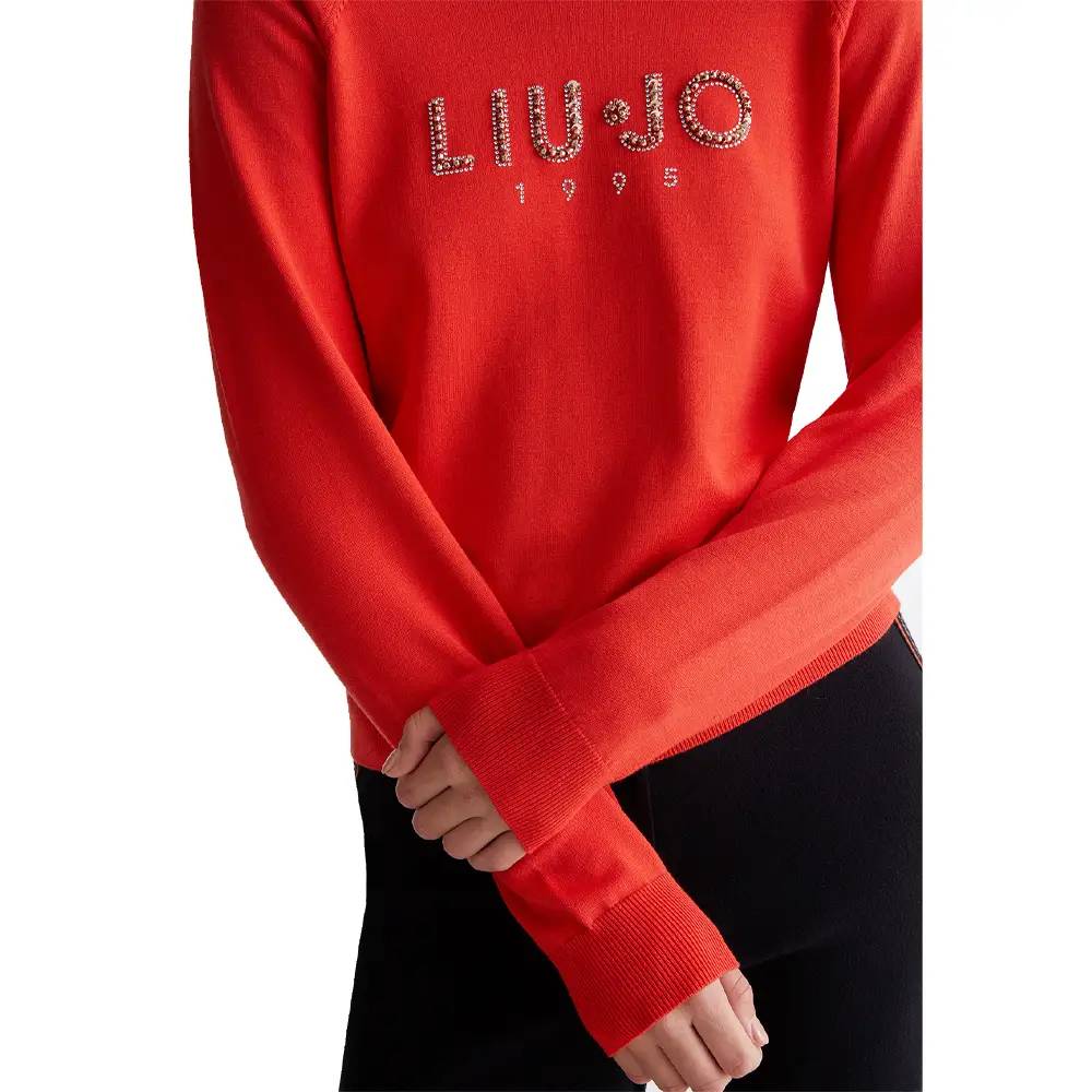 LIU JO KNITTED SWEATER WITH GEMSTONES LOGO