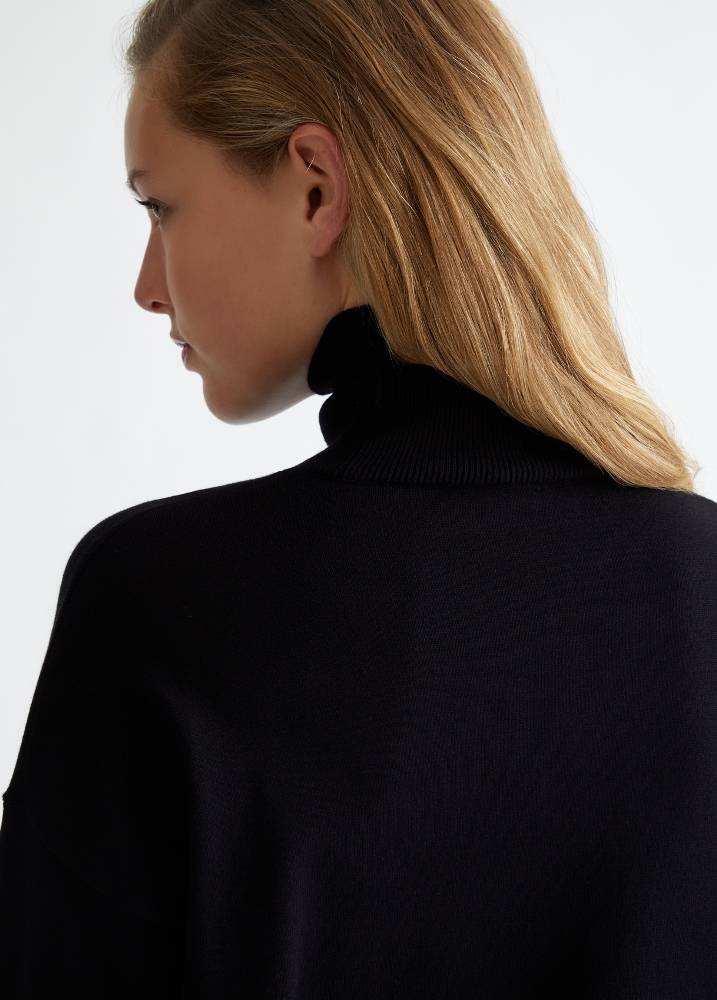 LIU JO TURTLENECK WITH LOGO AND RHINESTONES