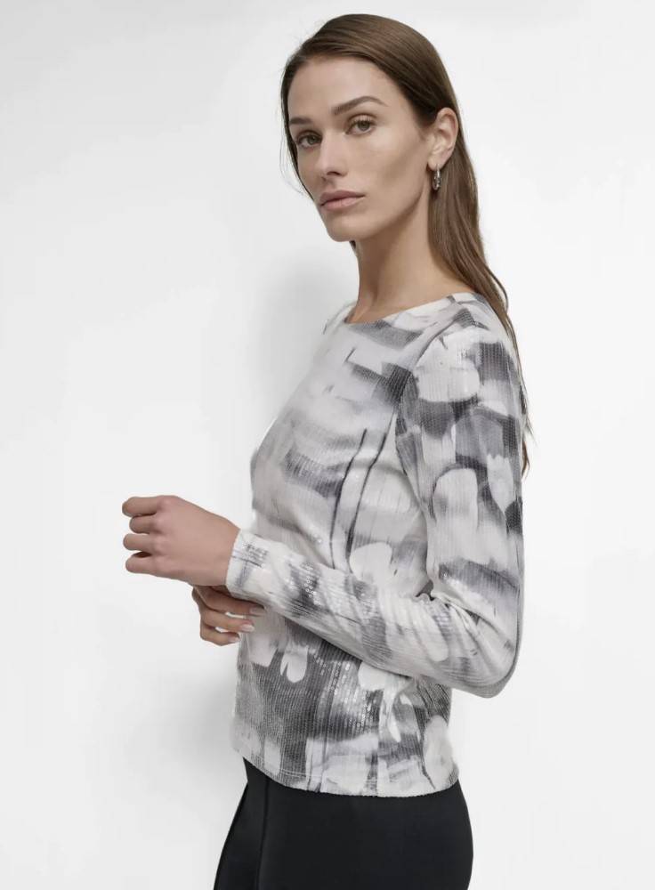 DKNY ALL OVER SEQUIN TOP