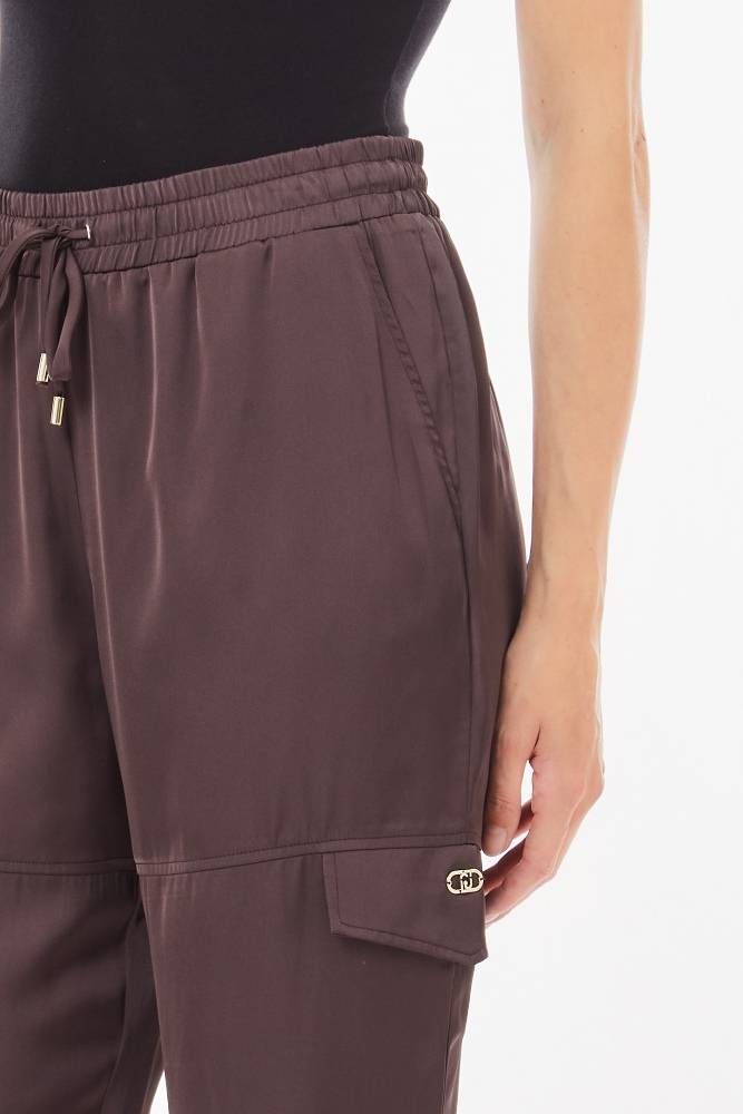 LIU JO SATIN EFFECT CARGO TOUSERS