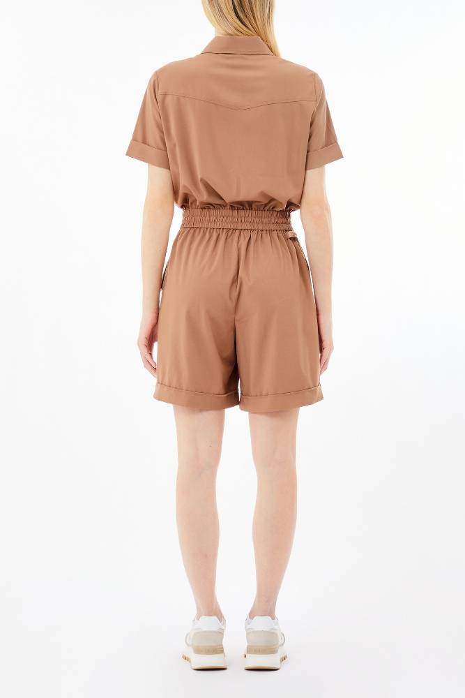 LIU JO STRETCH BAMBOO-BLEND SHORT-SLEEVE PLAYSUIT WITH ZIP