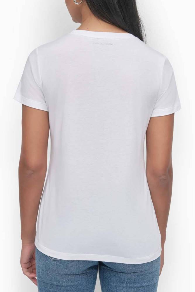 DKNY MIXED EMBELLISHMENTS LOGO TEE