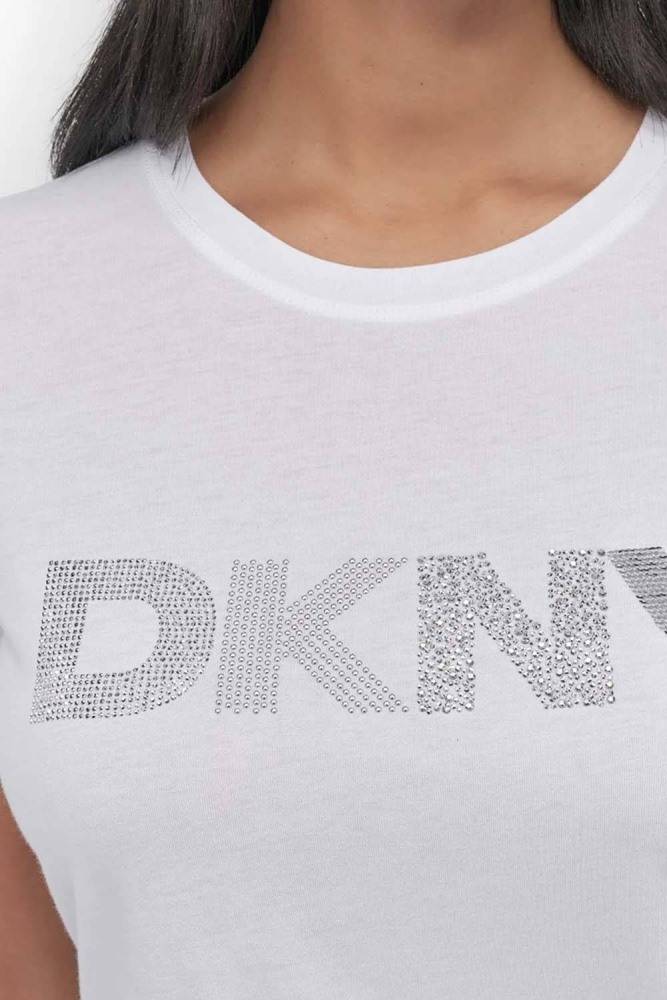 DKNY MIXED EMBELLISHMENTS LOGO TEE
