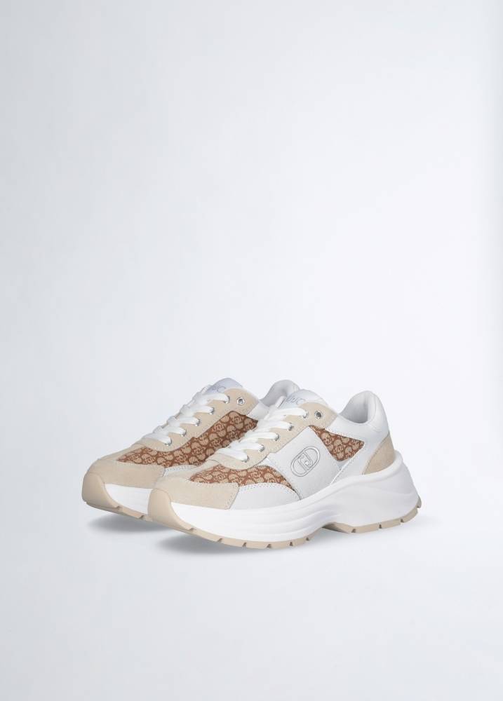 LIU JO EVA 02 - SUEDE MONOGRAM SNEAKERS