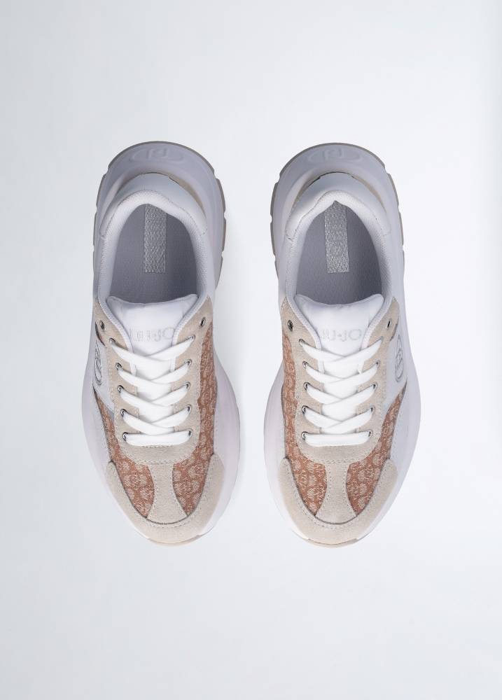 LIU JO EVA 02 - SUEDE MONOGRAM SNEAKERS