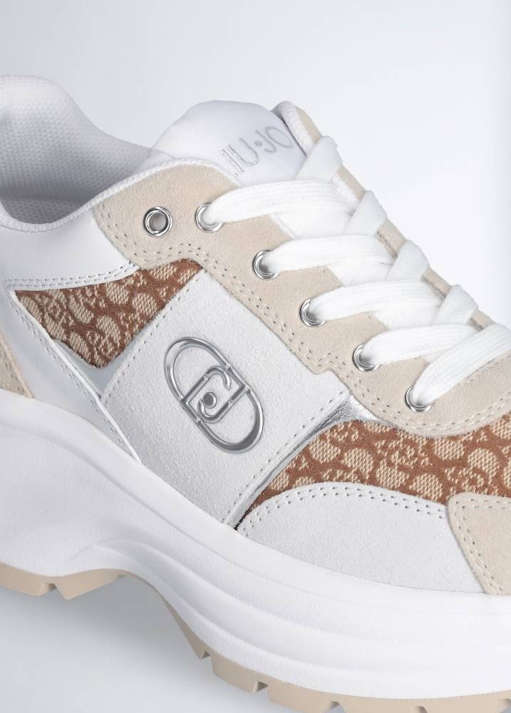 LIU JO EVA 02 - SUEDE MONOGRAM SNEAKERS