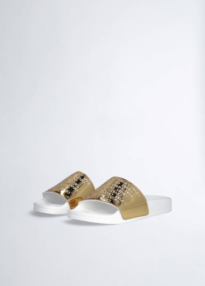 LIU JO KOS 18 - SLIDES WITH MIRROR ALL OVER LOGO