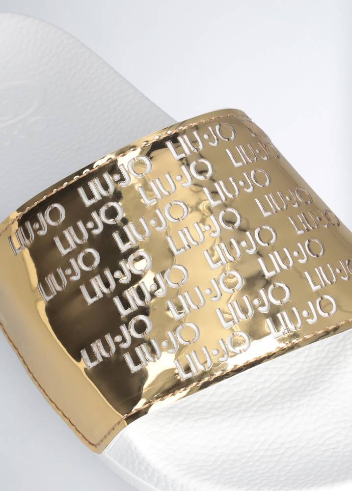 LIU JO KOS 18 - SLIDES WITH MIRROR ALL OVER LOGO