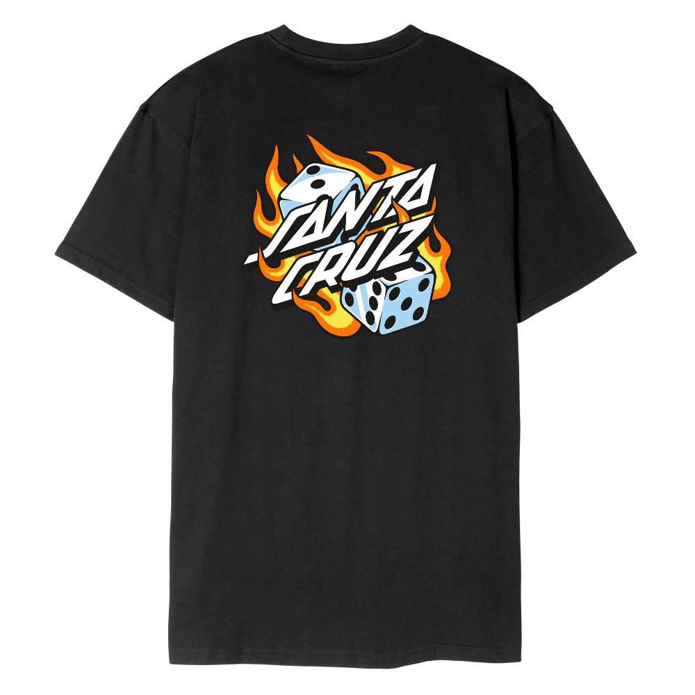 SANTA CRUZ FLAMING DICE DOT CHEST T-SHIRT
