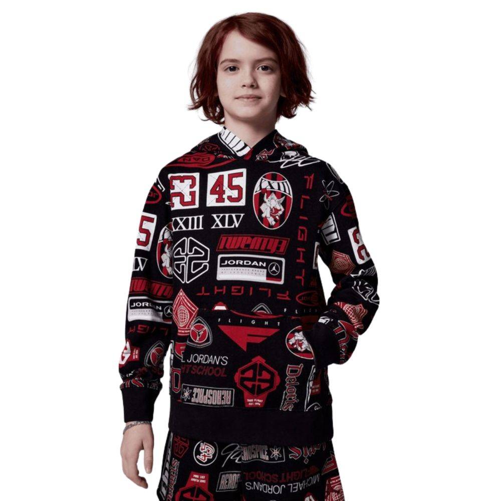 NIKE JORDAN BOYS MJ ESSENTIALS AOP FLC PO