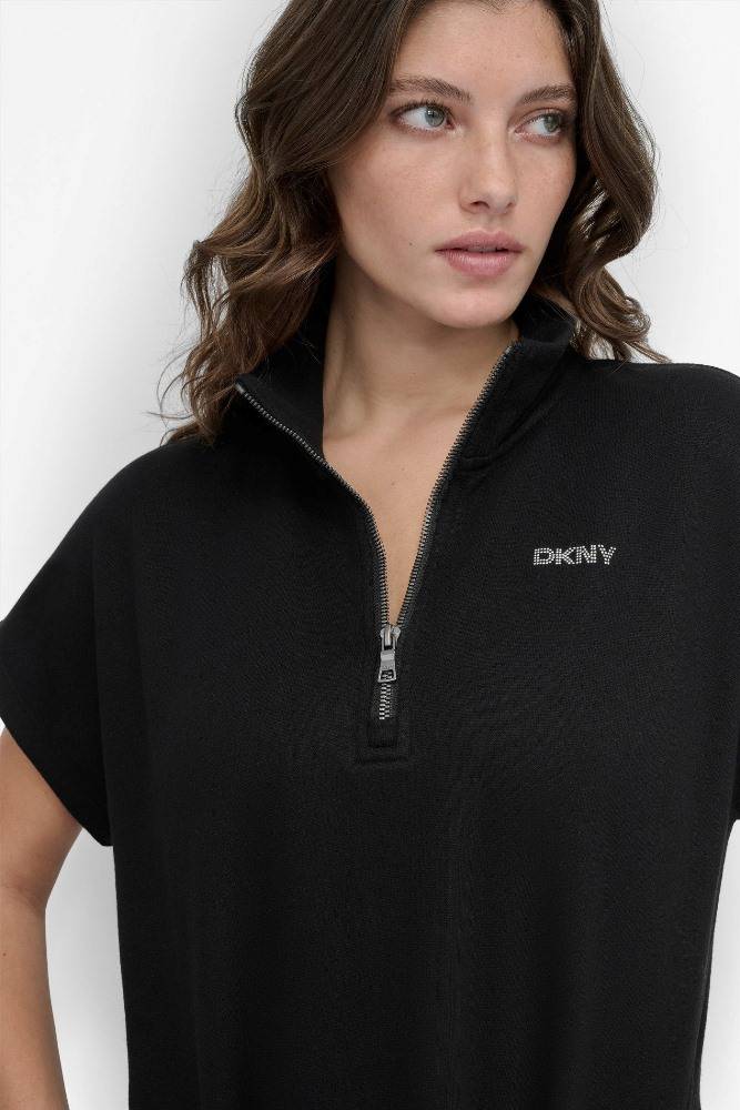 DKNY MINI STUD LOGO HALF ZIP SNEAKER DRESS