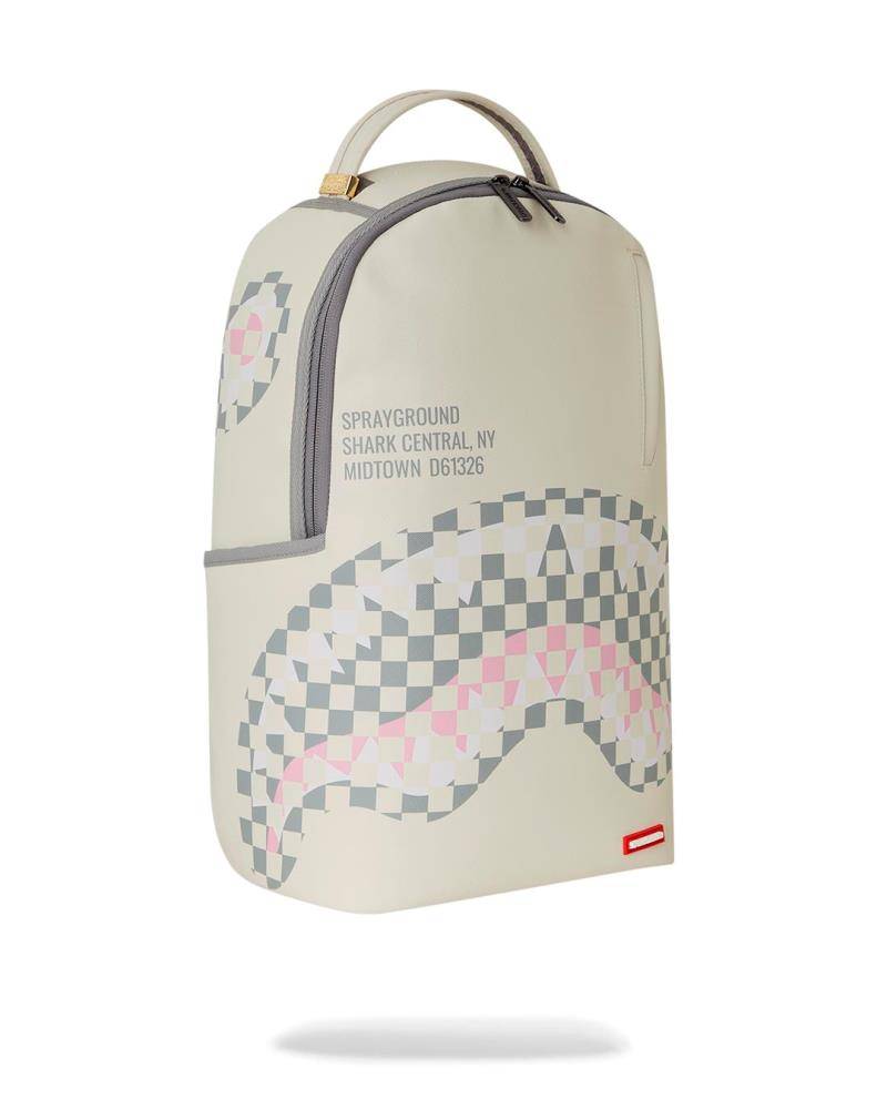 SPRAYGROUND CREAM CHECK SHARK CENTRAL DLXSV BACKPACK