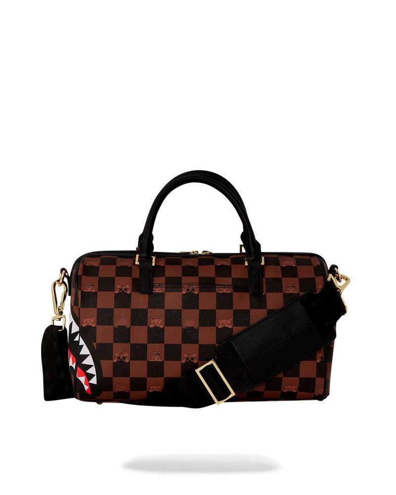 SPRAYGROUND PEEKING CHARACTER CHECK MINI DUFFLE