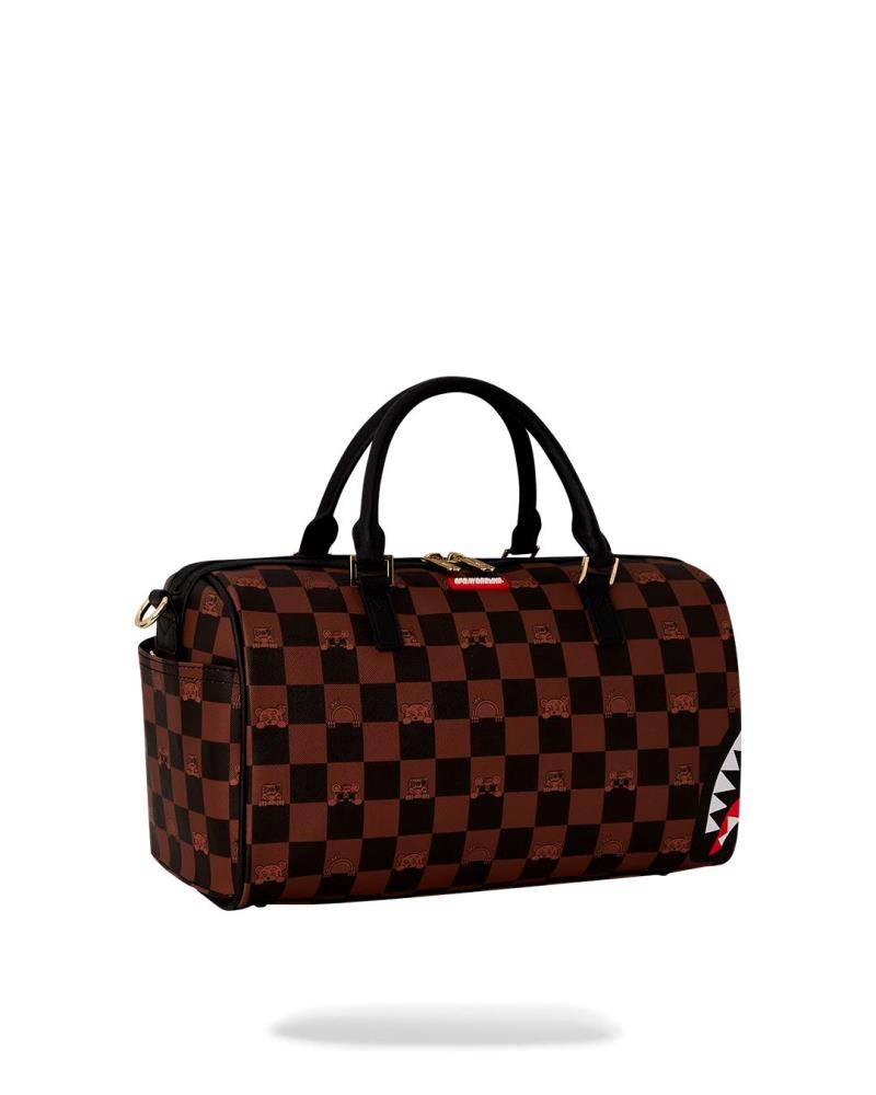 SPRAYGROUND PEEKING CHARACTER CHECK MINI DUFFLE