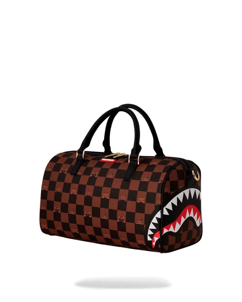 SPRAYGROUND PEEKING CHARACTER CHECK MINI DUFFLE