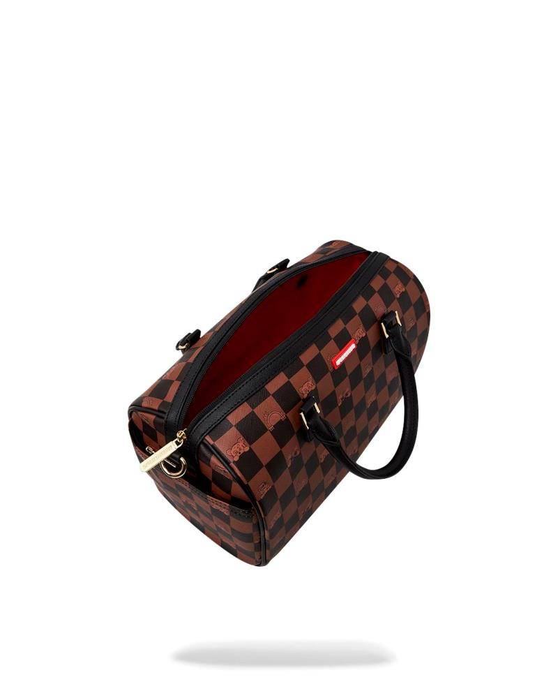 SPRAYGROUND PEEKING CHARACTER CHECK MINI DUFFLE