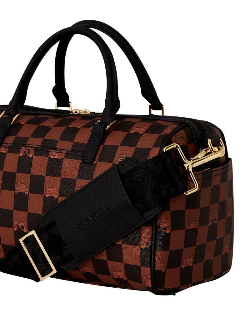 SPRAYGROUND PEEKING CHARACTER CHECK MINI DUFFLE