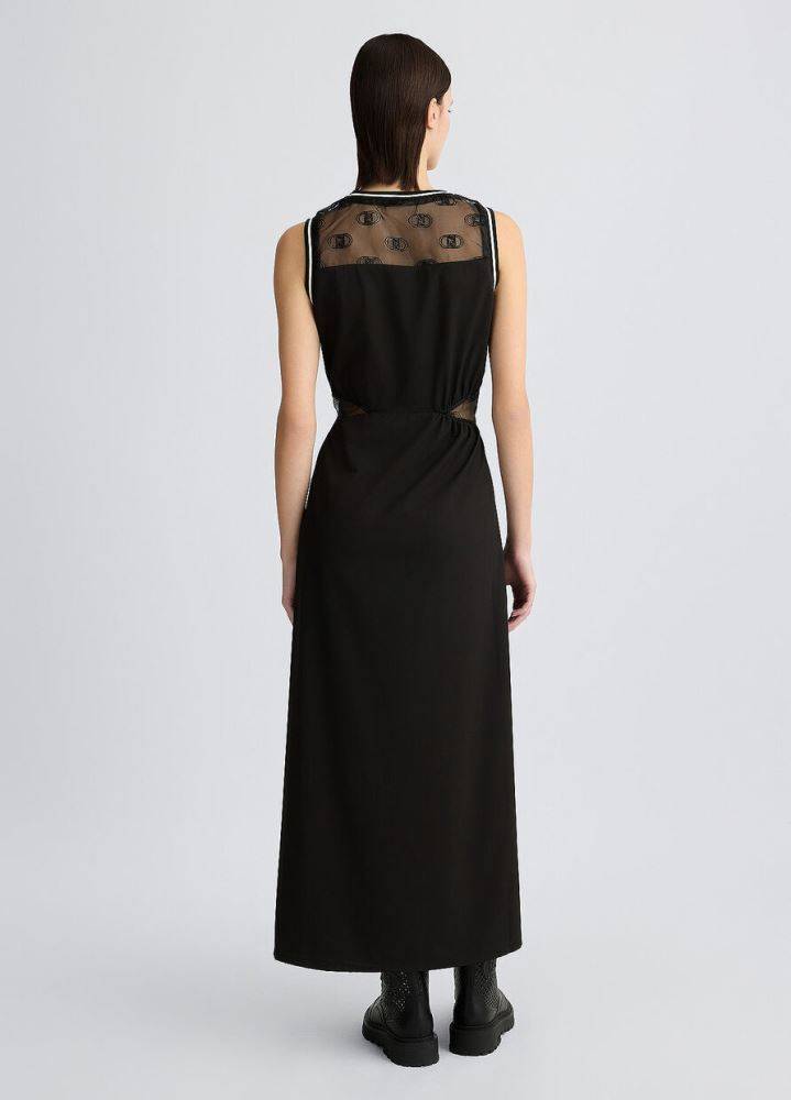 LIU JO CREW NECK DRESS WITH TULLE DETAILS