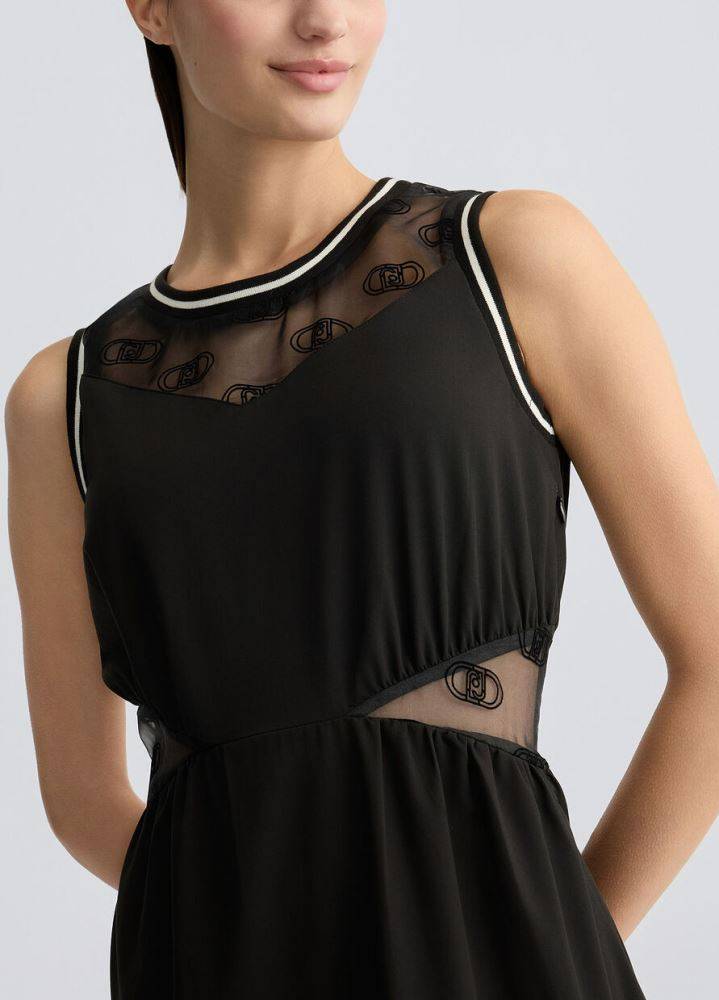 LIU JO CREW NECK DRESS WITH TULLE DETAILS