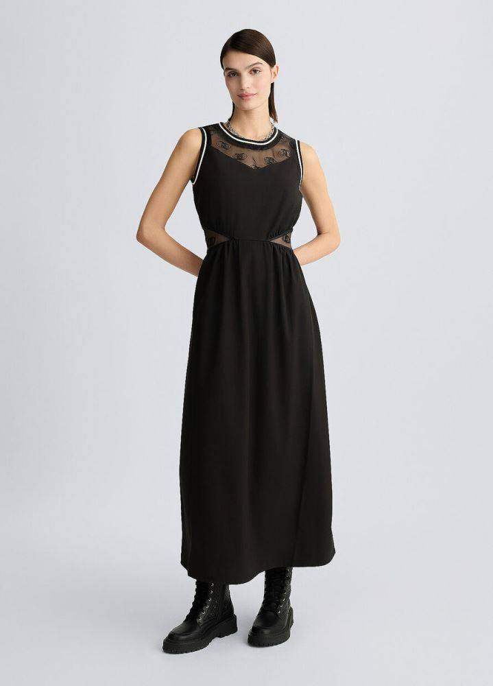 LIU JO CREW NECK DRESS WITH TULLE DETAILS