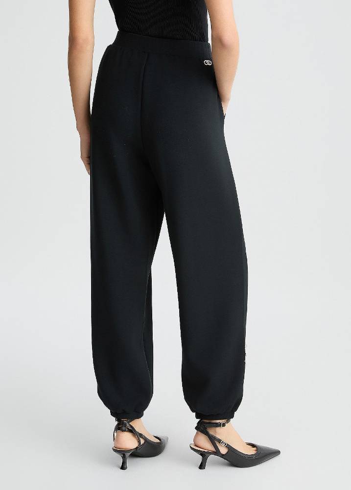 LIU JO SCUBA TROUSERS WITH BEJEWELLED DETAILS