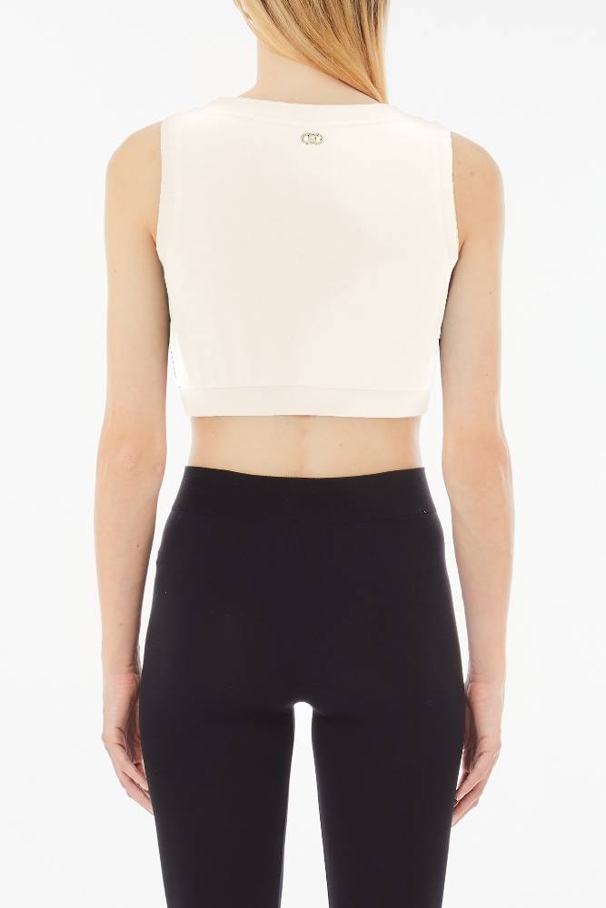 LIU JO CROPPED TANK TOP WITH BEJEWELLED DETAILS