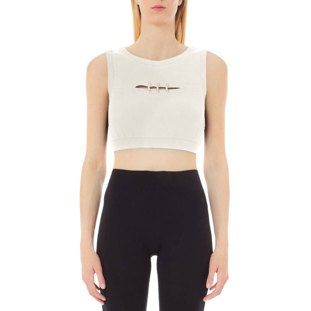 LIU JO CROPPED TANK TOP WITH BEJEWELLED DETAILS