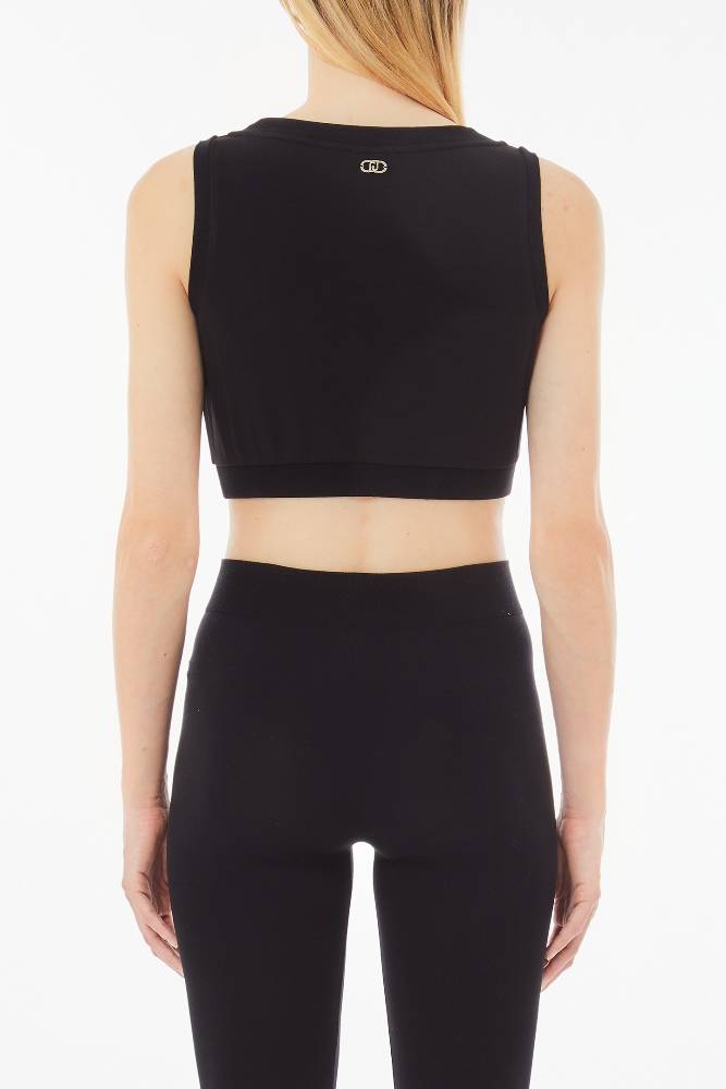 LIU JO CROPPED TANK TOP WITH BEJEWELLED DETAILS