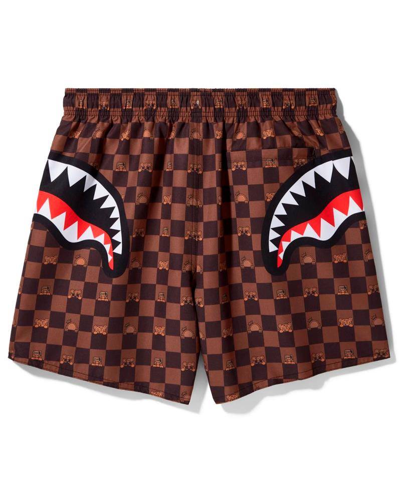 SPRAYGROUND PEEKING CHARACTER CHECK SWIM SHORT