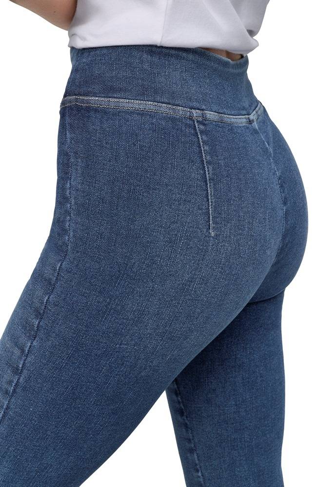 DKNY HIGH RISE PULL ON FLARE DENIM PANT