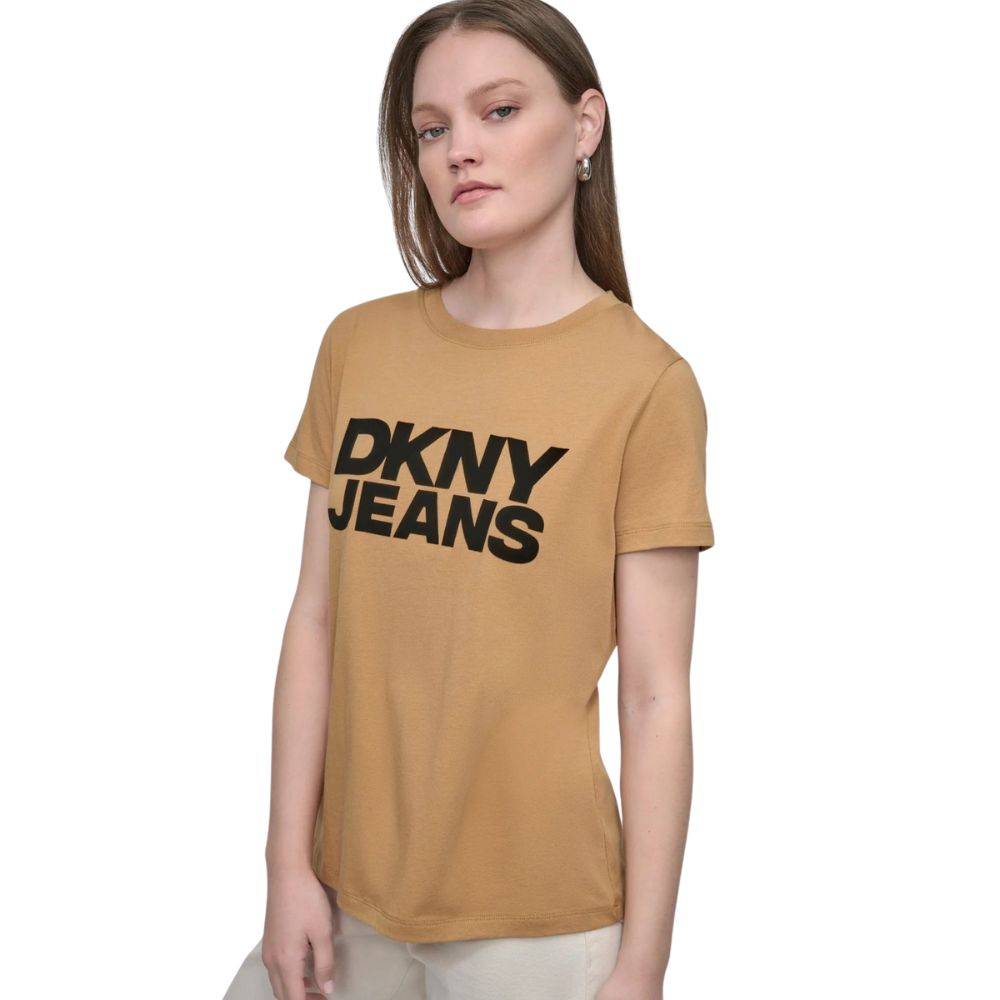 DKNY FLOCKED LOGO CREW NECK TEE