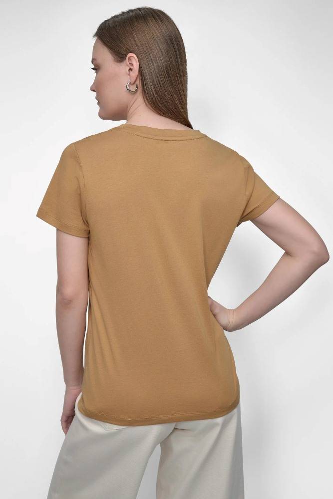 DKNY FLOCKED LOGO CREW NECK TEE