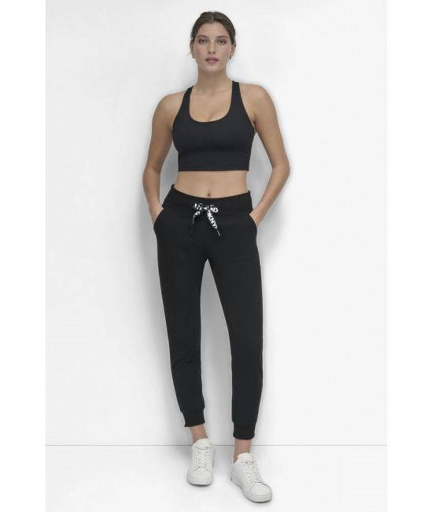 DKNY HIGH-RISE LOGO DRAWSTRING JOGGER