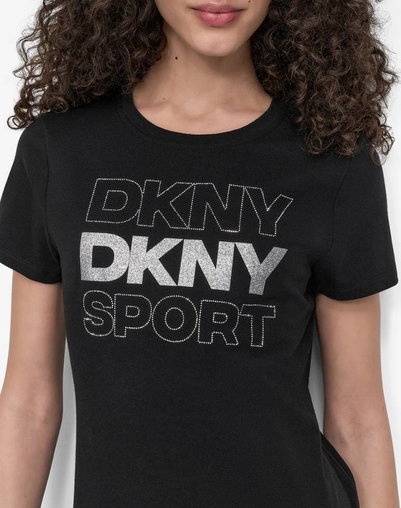 DKNY EMBELLISHED LOGO TEE