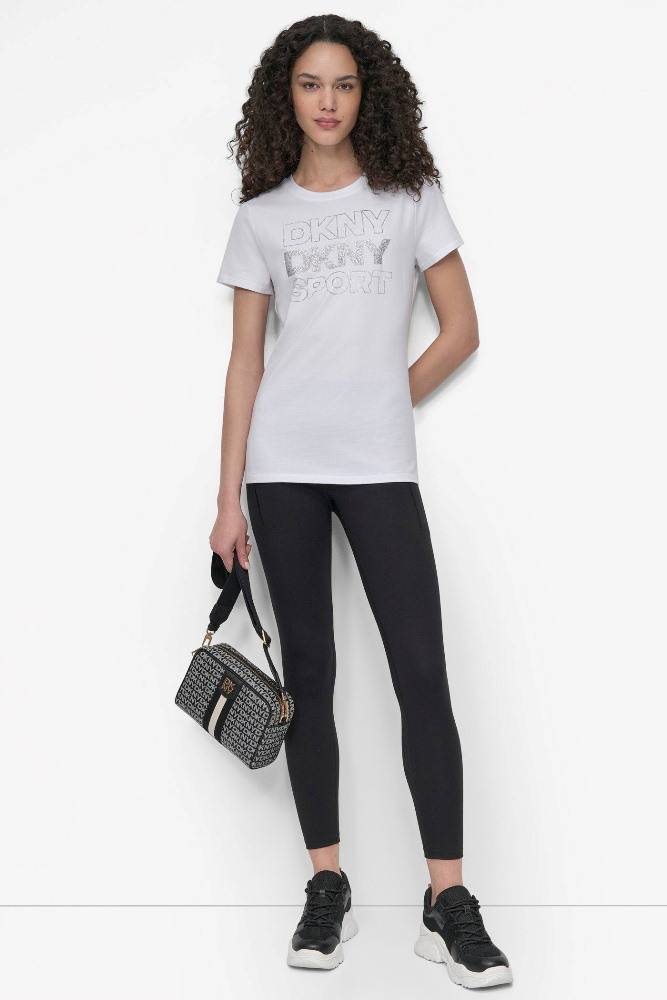 DKNY EMBELLISHED LOGO TEE