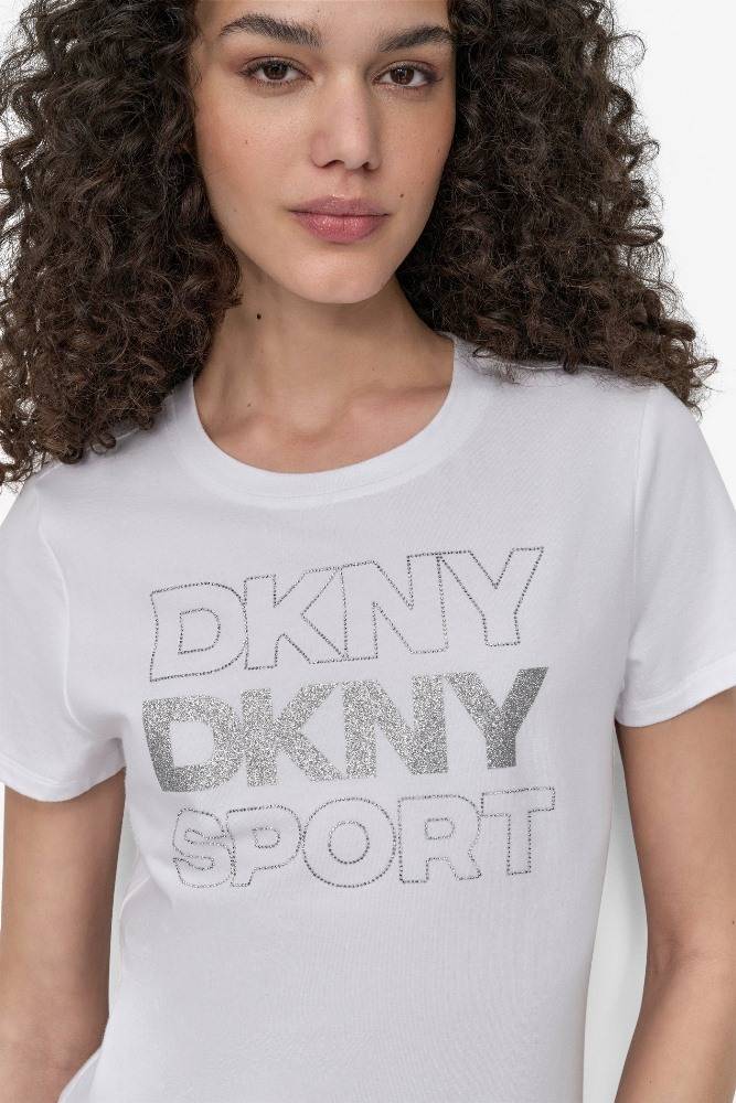 DKNY EMBELLISHED LOGO TEE